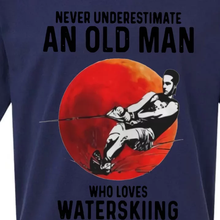 Never Underestimate An Old Who Loves Water Skiing Gift Sueded Cloud Jersey T-Shirt