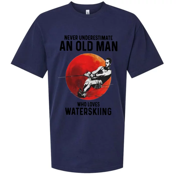 Never Underestimate An Old Who Loves Water Skiing Gift Sueded Cloud Jersey T-Shirt