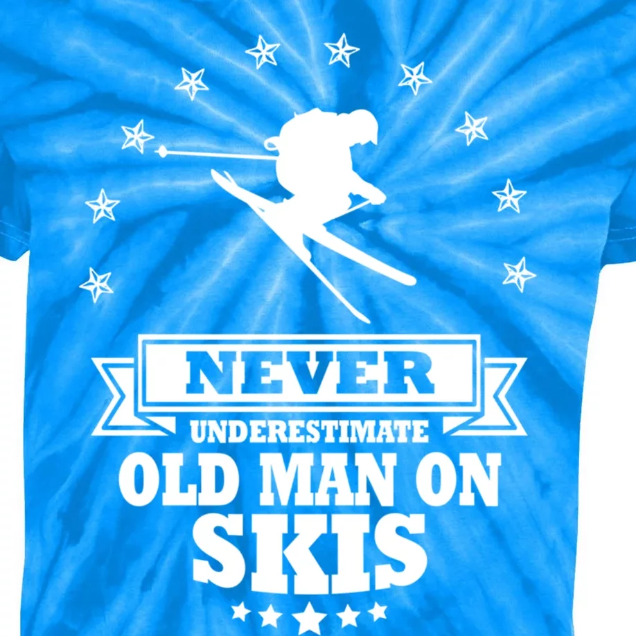 Never Underestimate An Old On Skis Cool Gift Kids Tie-Dye T-Shirt