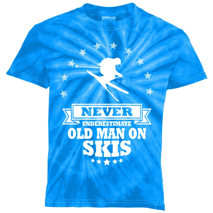 Never Underestimate An Old On Skis Cool Gift Kids Tie-Dye T-Shirt