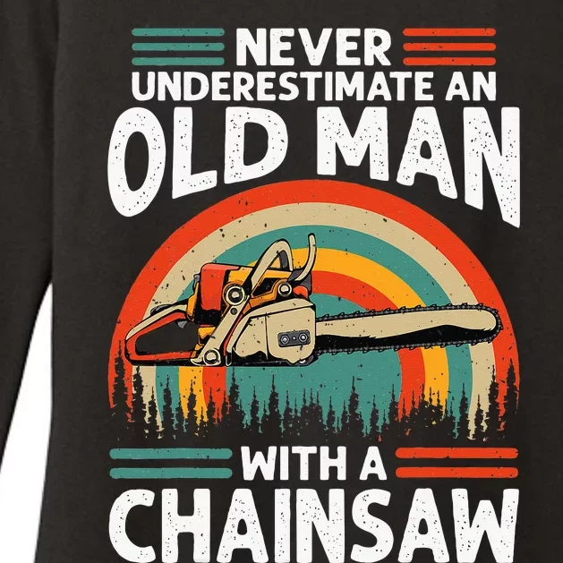 Never Underestimate An Old Man With Chainsaw Funny Carpenter Womens CVC Long Sleeve Shirt