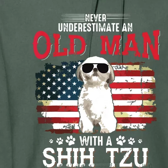 Never Underestimate An Old Man With A Shih Tzu Costume Gift Premium Hoodie