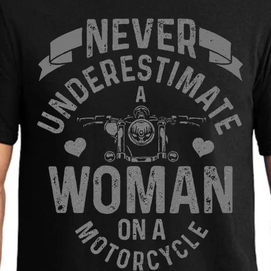 Never Underestimate A Woman Motorcycle Funny Biker Girl Pajama Set