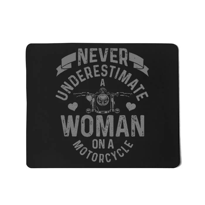 Never Underestimate A Woman Motorcycle Funny Biker Girl Mousepad