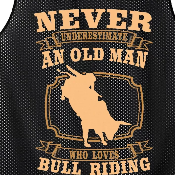 Never Underestimate An Old Man Bull Riding Rodeo Sport Mesh Reversible Basketball Jersey Tank