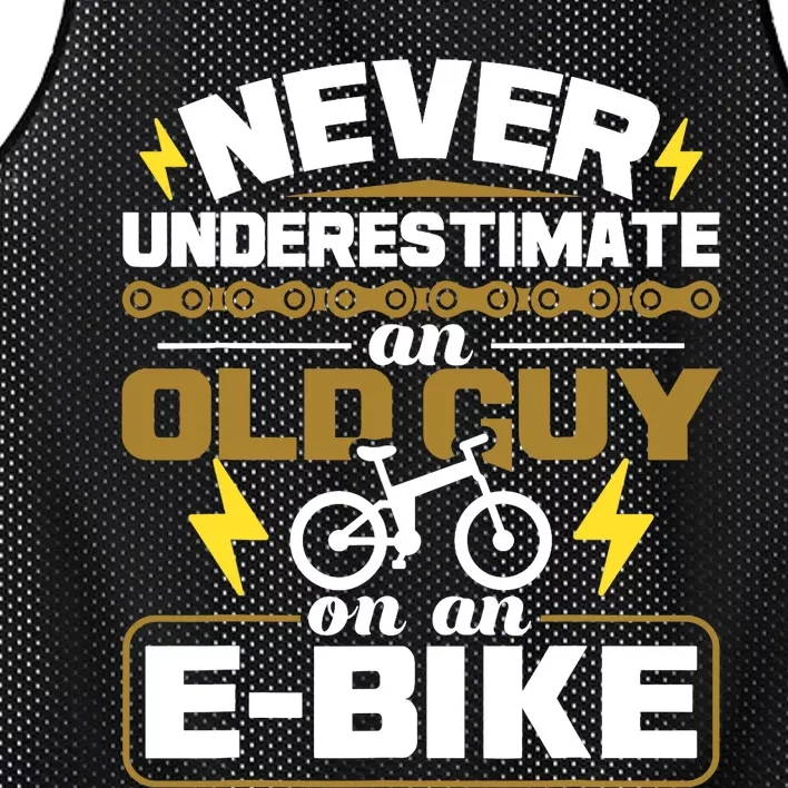 Never Underestimate An Old Guy On An E-Bike Electric Bicycle Mesh Reversible Basketball Jersey Tank