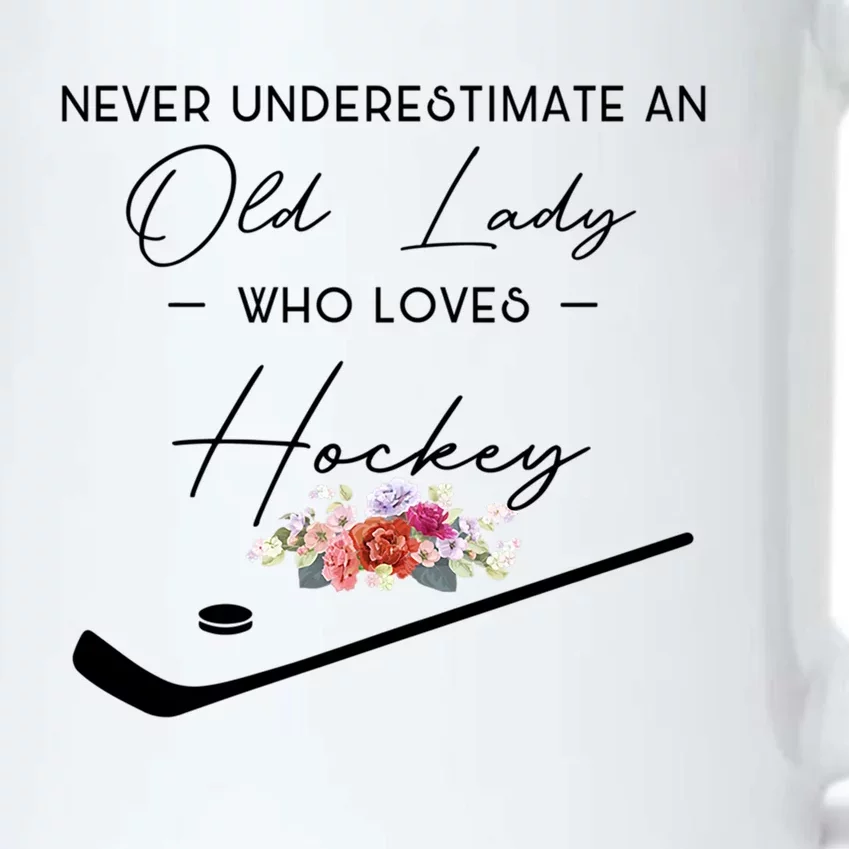 Never Underestimate An Old Lady Who Loves Hockey Gift Black Color Changing Mug