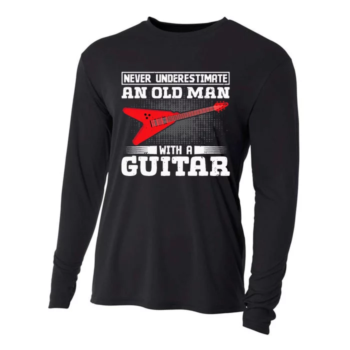 Never Underestimate An Old Man With A Guitar Cooling Performance Long Sleeve Crew