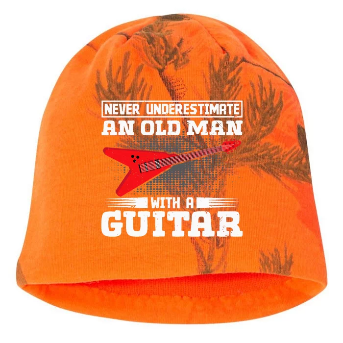 Never Underestimate An Old Man With A Guitar Kati - Camo Knit Beanie