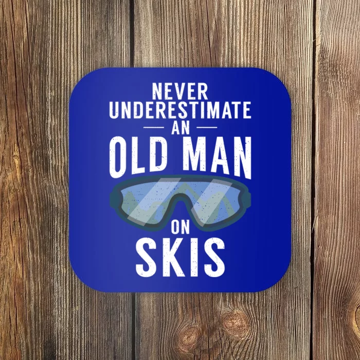 Never Underestimate An Old On Skis Winter Sport Skier Gift Coaster