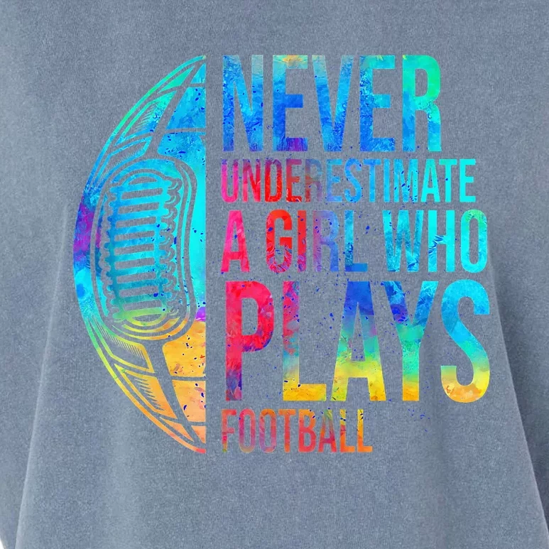 Never Underestimate A  Who Plays Football  Power Garment-Dyed Women's Muscle Tee