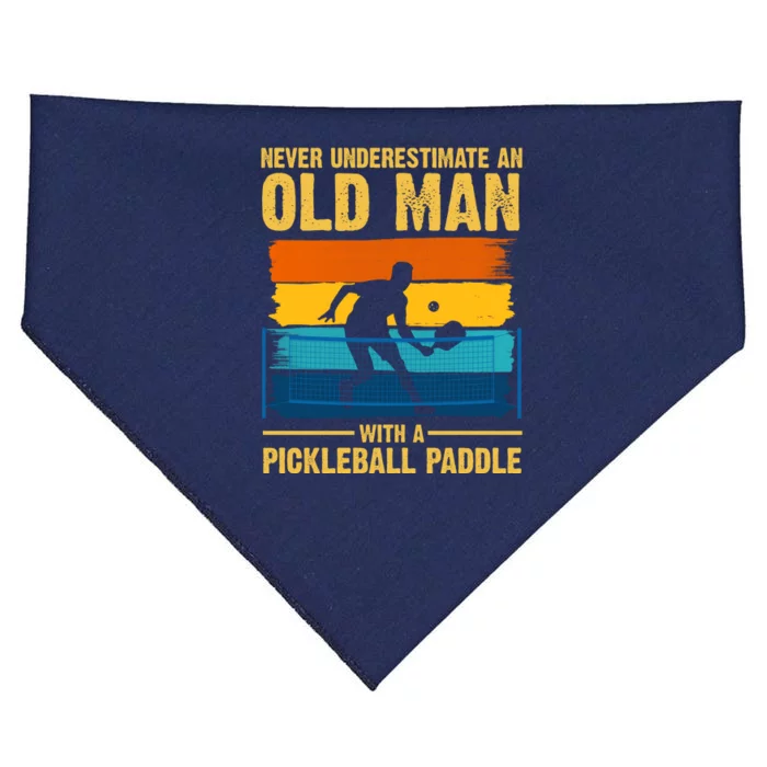 Never Underestimate An Old Man With A Pickleball Paddle USA-Made Doggie Bandana