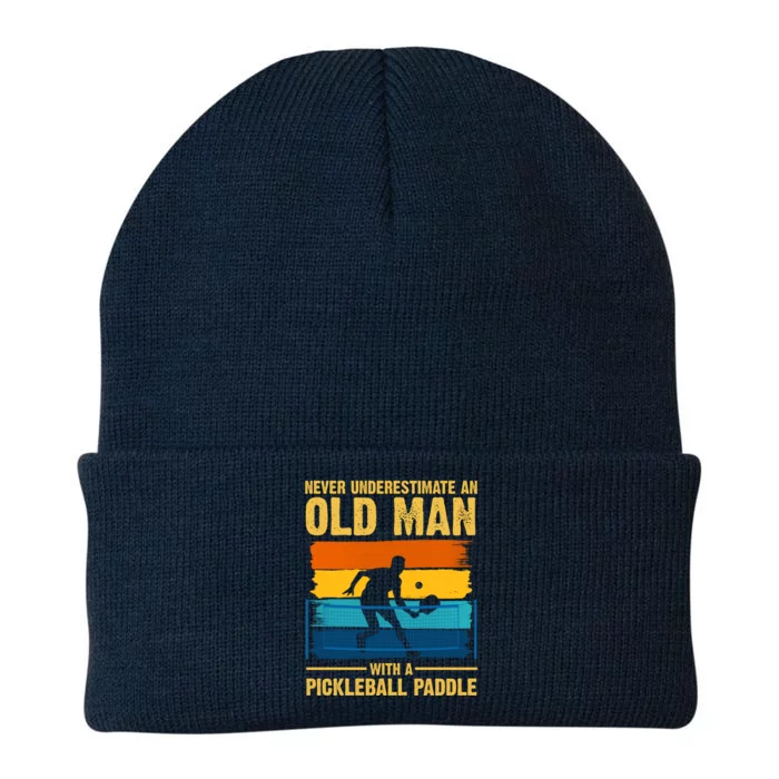 Never Underestimate An Old Man With A Pickleball Paddle Knit Cap Winter Beanie