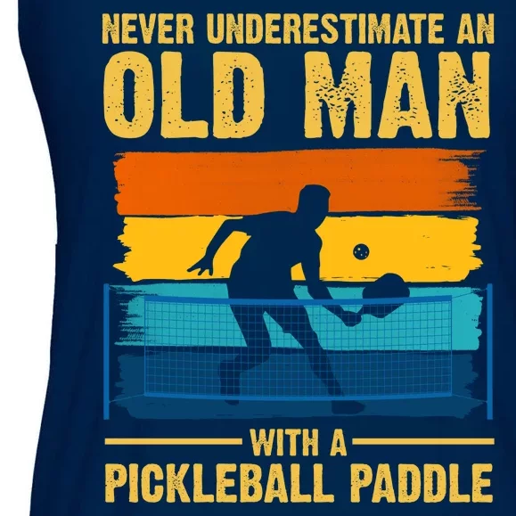 Never Underestimate An Old Man With A Pickleball Paddle Ladies Essential Flowy Tank