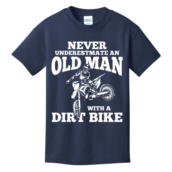 Never Underestimate An Old Man With A Dirt Bike Funny Gifts Kids T-Shirt