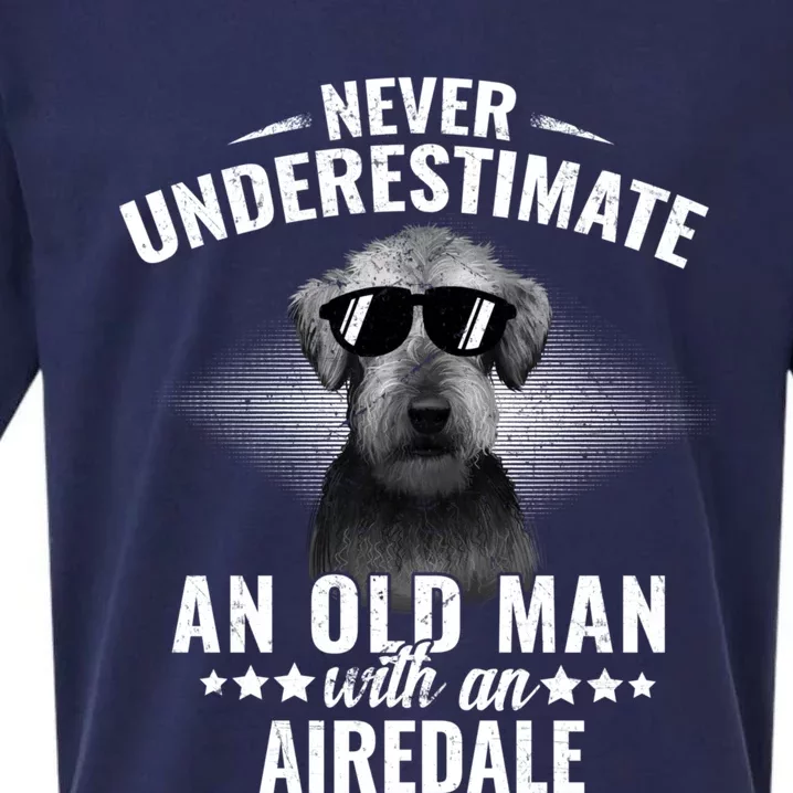 Never Underestimate An Old With Airedale Terrier Gift Sueded Cloud Jersey T-Shirt