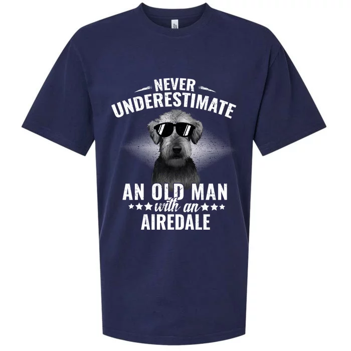 Never Underestimate An Old With Airedale Terrier Gift Sueded Cloud Jersey T-Shirt