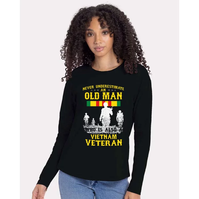 Never Underestimate An OLD MAN Vietnam Veteran Gift Womens Cotton Relaxed Long Sleeve T-Shirt