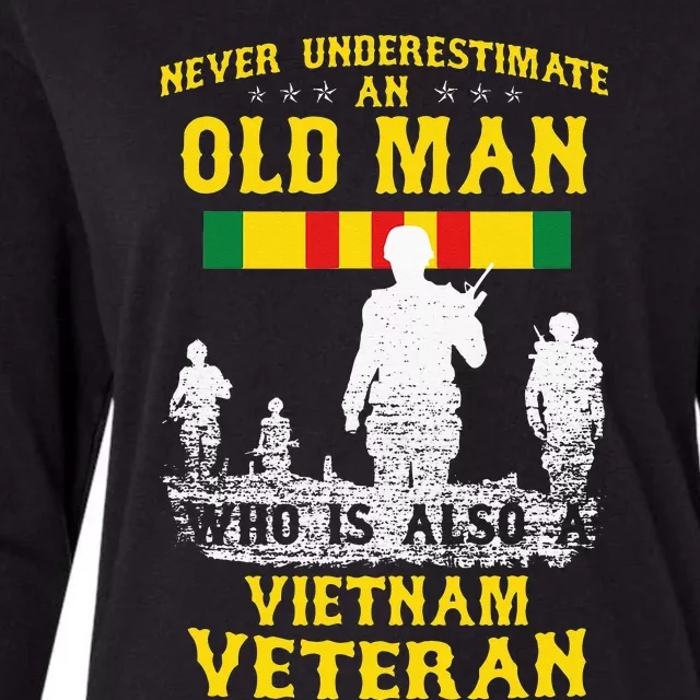 Never Underestimate An OLD MAN Vietnam Veteran Gift Womens Cotton Relaxed Long Sleeve T-Shirt