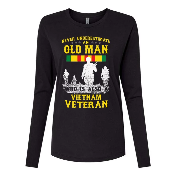 Never Underestimate An OLD MAN Vietnam Veteran Gift Womens Cotton Relaxed Long Sleeve T-Shirt