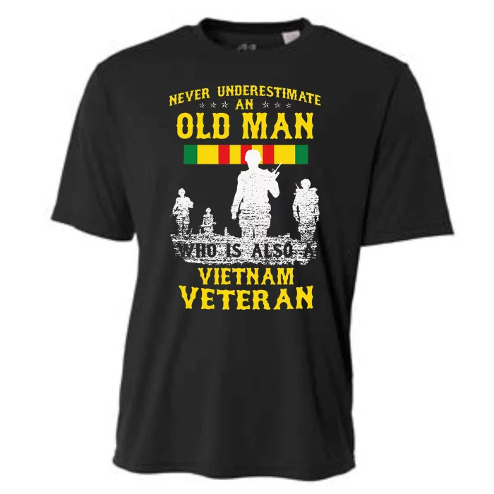 Never Underestimate An OLD MAN Vietnam Veteran Gift Cooling Performance Crew T-Shirt