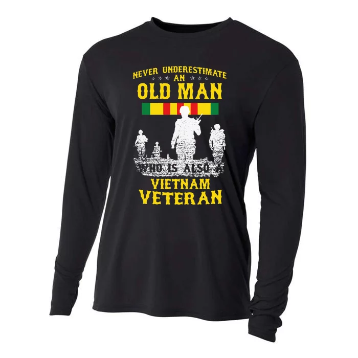 Never Underestimate An OLD MAN Vietnam Veteran Gift Cooling Performance Long Sleeve Crew