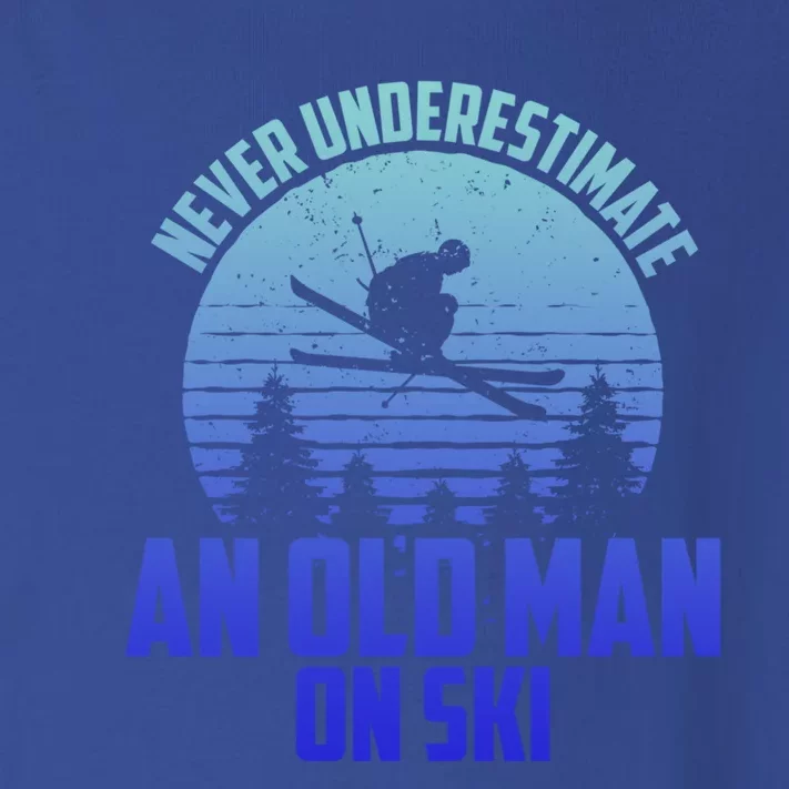 Never Underestimate An Old On Ski Skiing Dad Grandpa Gift Toddler Long Sleeve Shirt