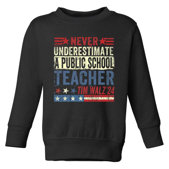 Never Underestimate A Public School Teacher Coach Quote Toddler Sweatshirt