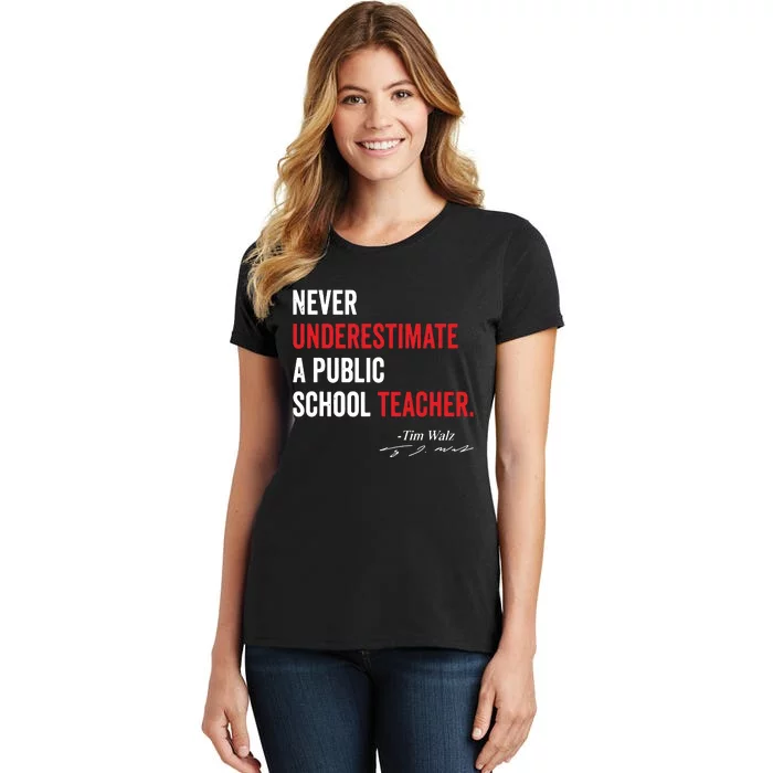 Never Underestimate A Public School Teacher Coach Quote Women's T-Shirt