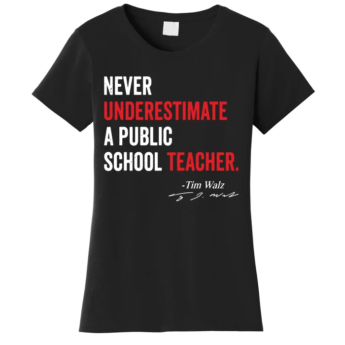 Never Underestimate A Public School Teacher Coach Quote Women's T-Shirt