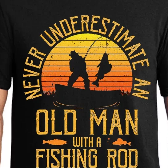 Never Underestimate An Old Man With A Fishing Rod Fisherman Pajama Set