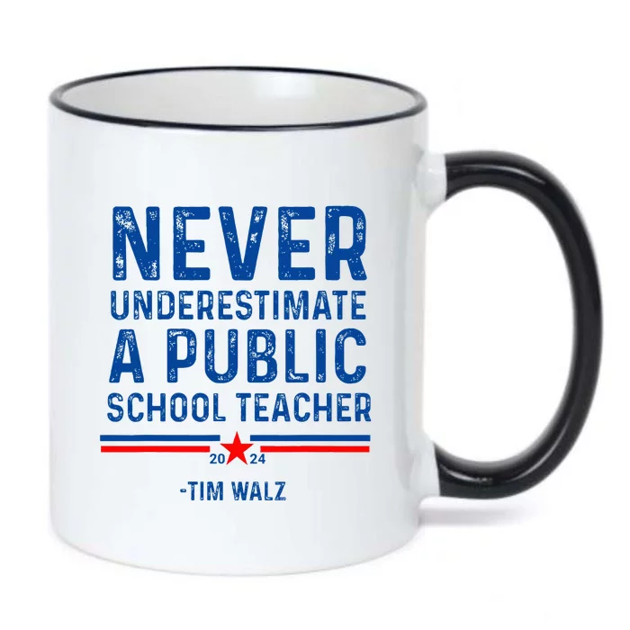 Never Underestimate A Public School Teacher Tim Walz Black Color Changing Mug