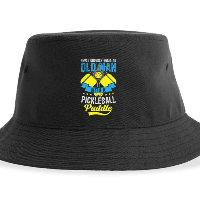 Never Underestimate An Old Man With a Pickleball Paddle Sustainable Bucket Hat