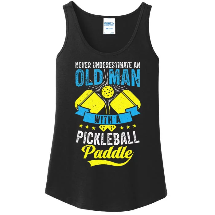 Never Underestimate An Old Man With a Pickleball Paddle Ladies Essential Tank