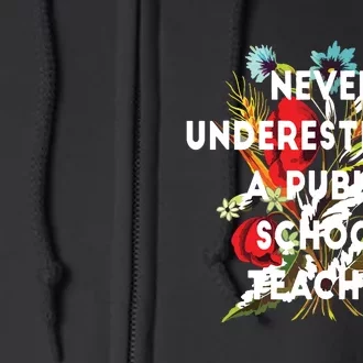 Never Underestimate A Public School Teacher Motivational Full Zip Hoodie