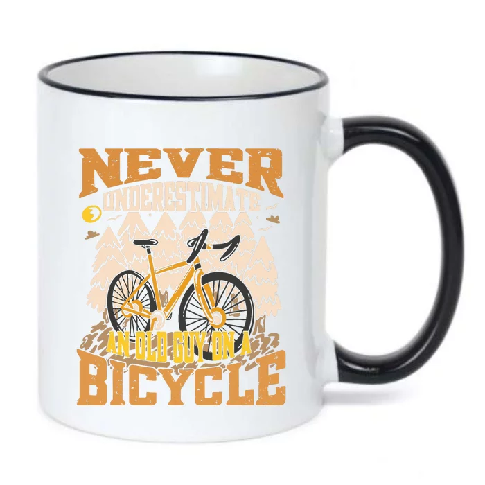 Never Underestimate An Old Guy On A Bicycle Funny Cycling Black Color Changing Mug