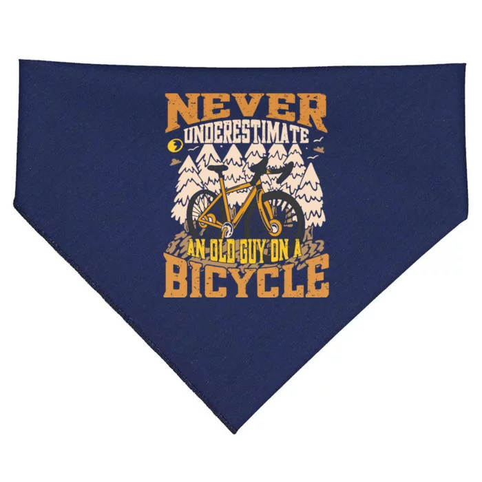 Never Underestimate An Old Guy On A Bicycle Funny Cycling USA-Made Doggie Bandana