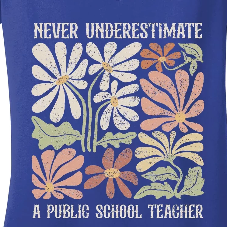 Never Underestimate A Public School Teacher Tim Walz Kamala Women's V-Neck T-Shirt