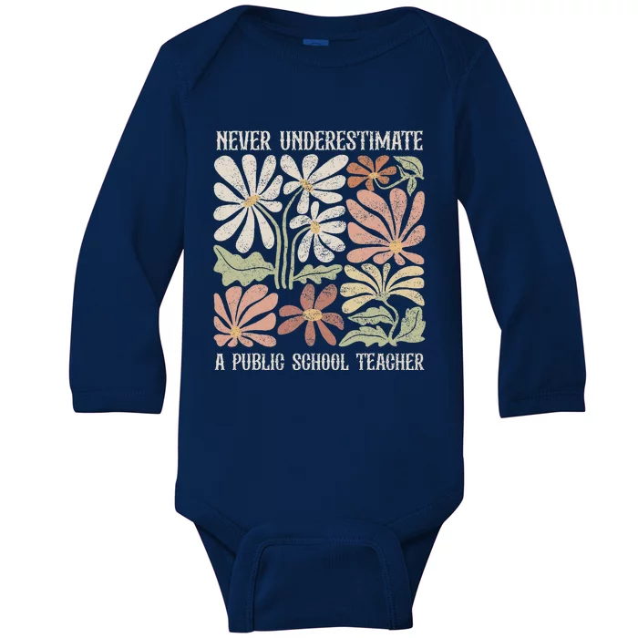 Never Underestimate A Public School Teacher Tim Walz Kamala Baby Long Sleeve Bodysuit