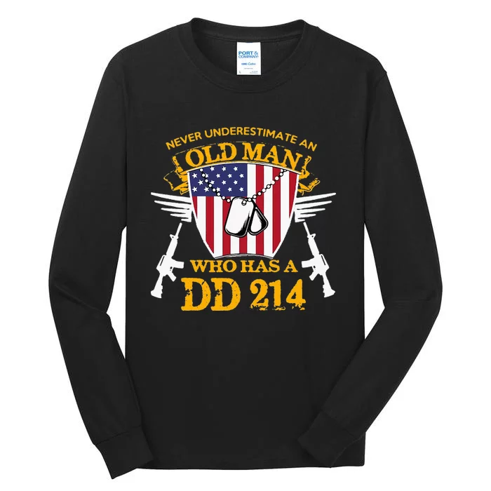 Never Underestimate An Old Man Who Has A Dd 214 Alumni Gift Tall Long Sleeve T-Shirt