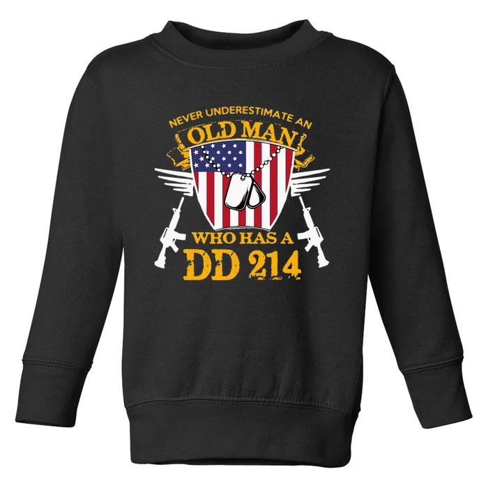 Never Underestimate An Old Man Who Has A Dd 214 Alumni Gift Toddler Sweatshirt