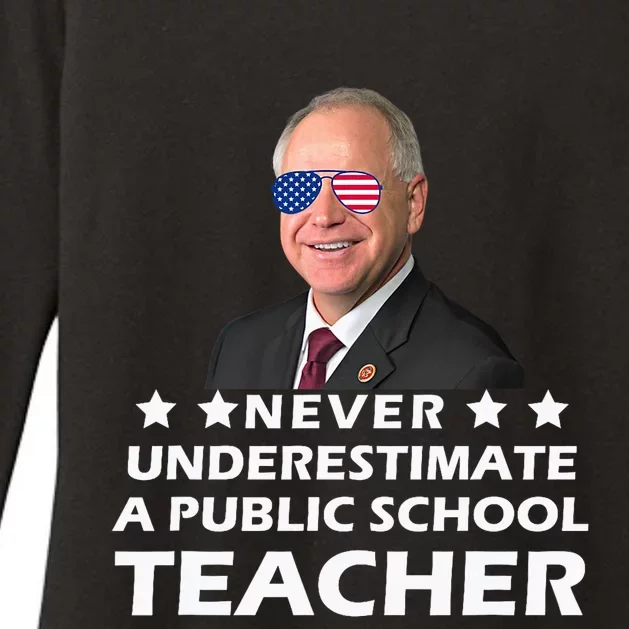 Never Underestimate A Public School Teacher Tim Walz 2024 Womens CVC Long Sleeve Shirt