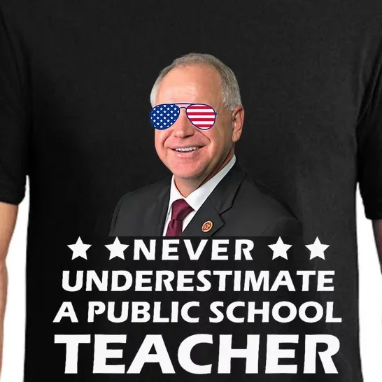 Never Underestimate A Public School Teacher Tim Walz 2024 Pajama Set