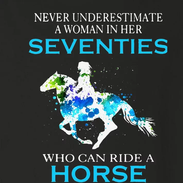 Never Underestimate A Woman In Her Seventies Ride A Horse Toddler Long Sleeve Shirt