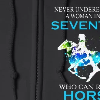 Never Underestimate A Woman In Her Seventies Ride A Horse Full Zip Hoodie