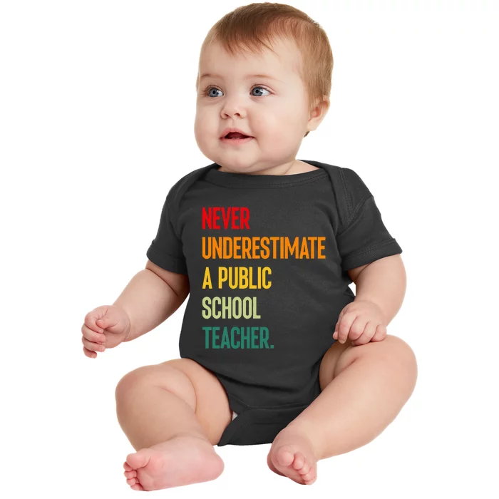 Never Underestimate A Public School Teacher Coach Quote Baby Bodysuit