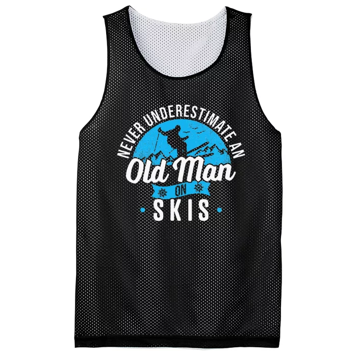 Never Underestimate An Old Man On Skis vintage Mesh Reversible Basketball Jersey Tank