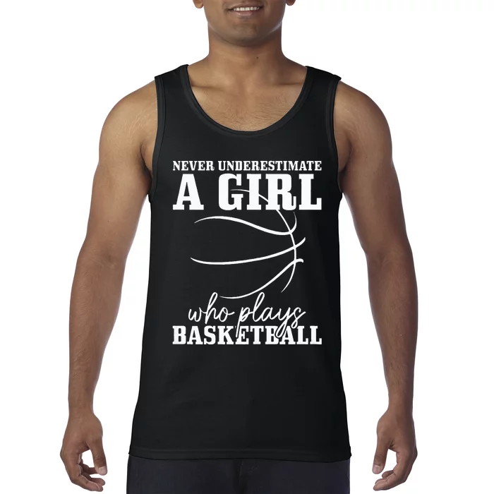 Never Underestimate A Who Plays Basketball Funny Tank Top