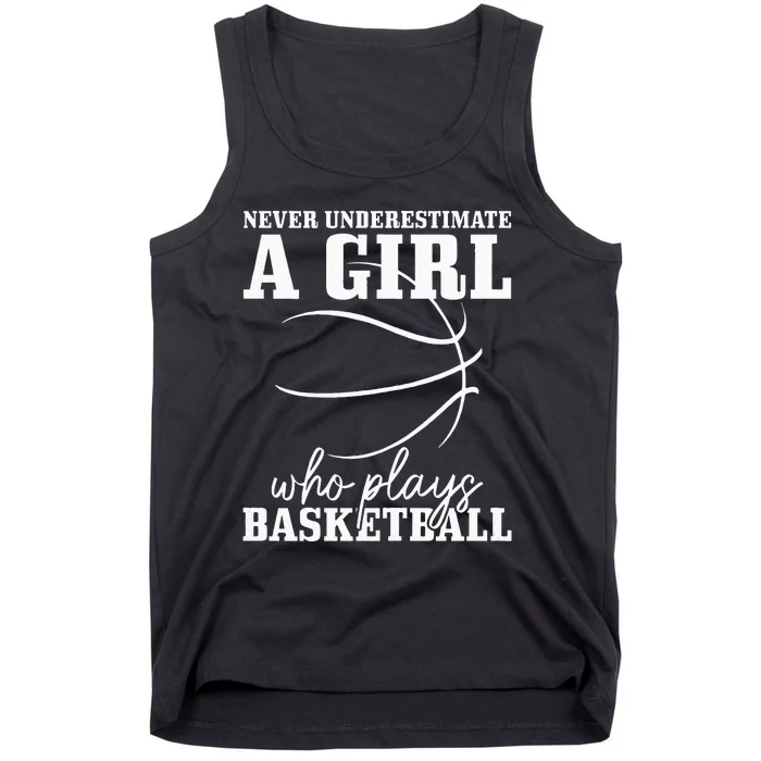 Never Underestimate A Who Plays Basketball Funny Tank Top