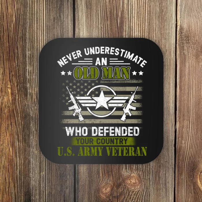 Never Underestimate An Old Man Army Veteran Gift Coaster